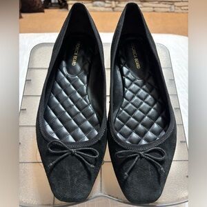 Veronica Beard Black Suede Flats with Bow